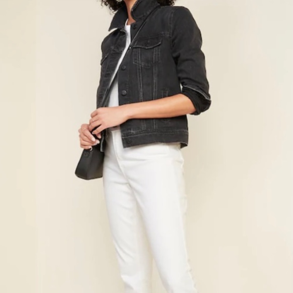 Distressed Black Jean Jacket for Women - Picture 6 of 13